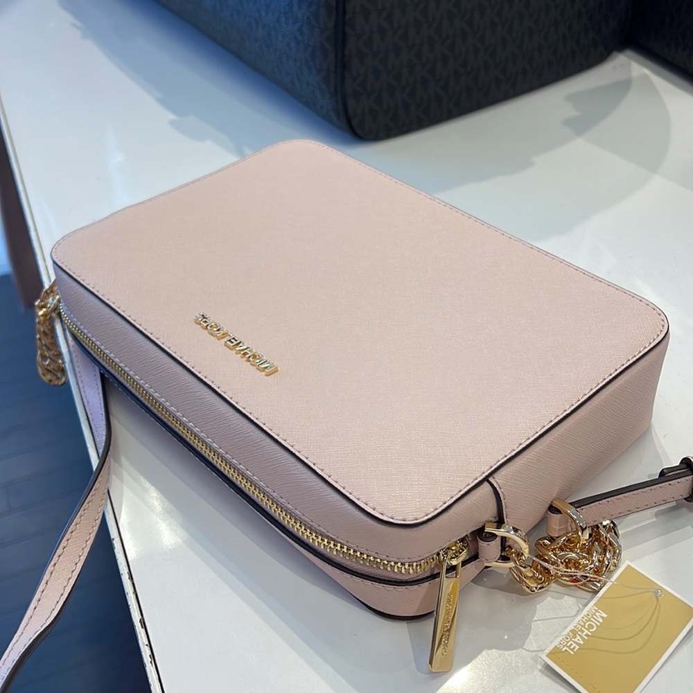 Michael Kors Jet Set Item Large East West Zip Crossbody Leathr Powder Blush/Pink - Picture 11 of 16